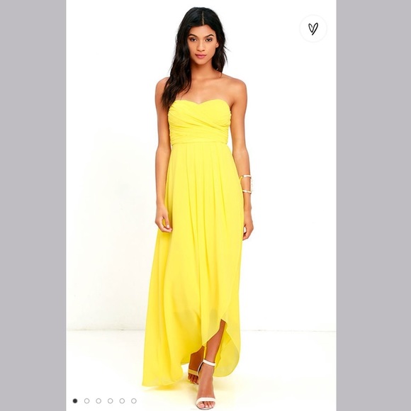 NWT Lulus First Bliss Yellow Strapless High-Low Dress Size S - Picture 1 of 10